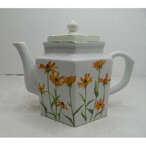 The Toscany Collection Teapot Black Eyed Susans~Hexagon Shaped Made in Taiwan
